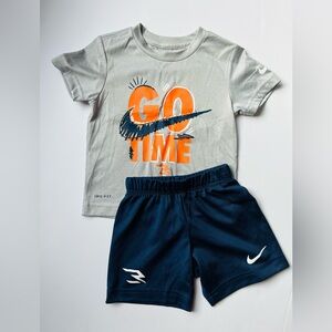 Nike Kids' Gray and Orange T-Shirt and Shorts Set